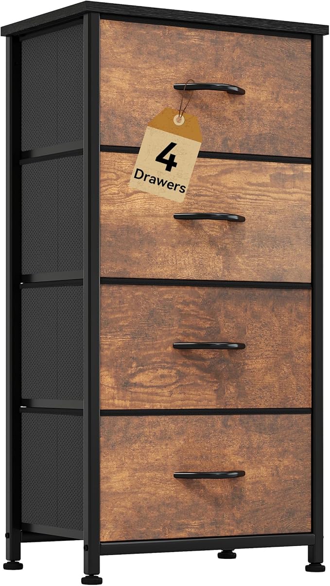 DWVO Dresser with 4 Drawers - Fabric Storage Tower, Organizer Unit for Room, Living Room, Hallway, Closets