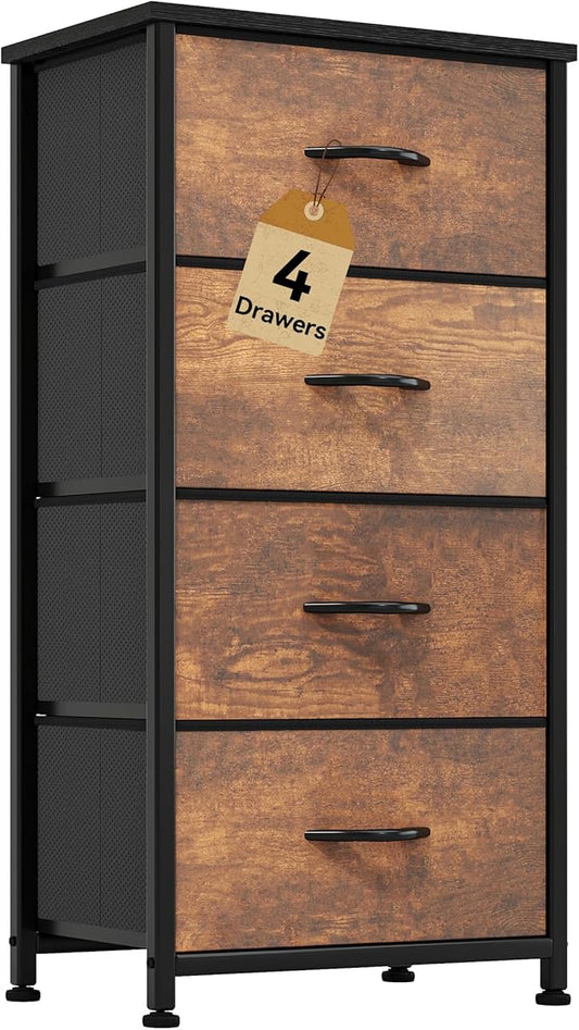 DWVO Dresser with 4 Drawers - Fabric Storage Tower, Organizer Unit for Room, Living Room, Hallway, Closets