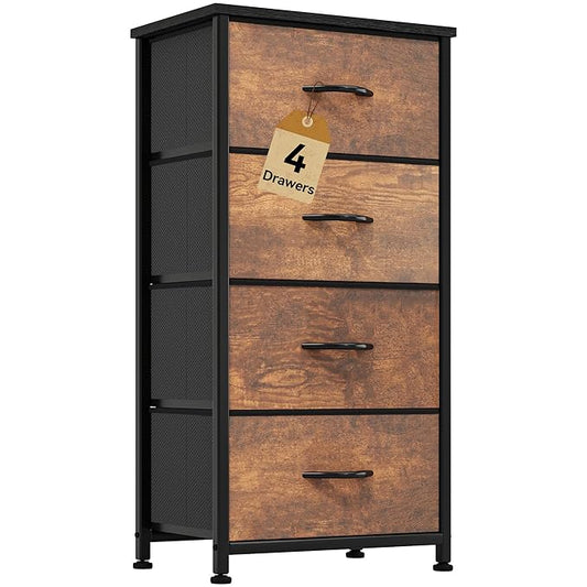 DWVO Dresser with 4 Drawers - Fabric Storage Tower, Organizer Unit for Living Room, Hallway, Closets