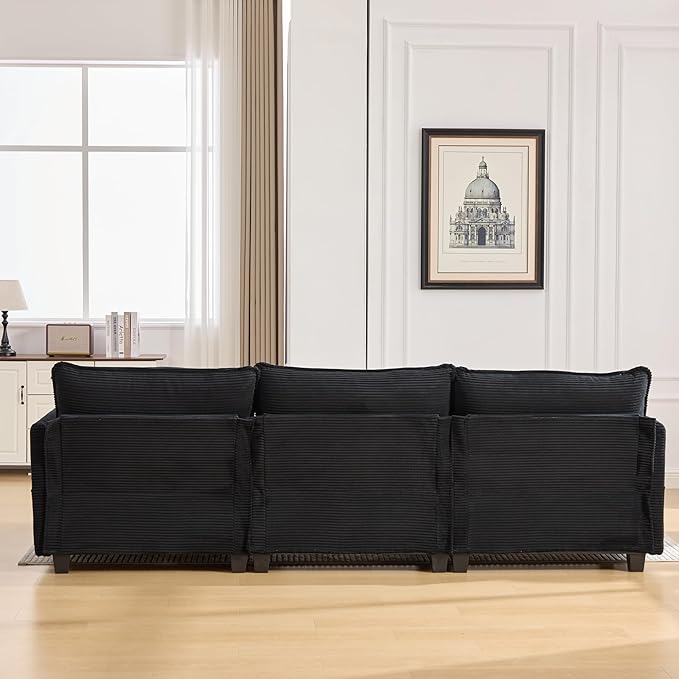 103" Oversized Modular Sectional Sofa Couch with Reversible Ottoman, Free Combination Convertible Corner Couch,Corduroy Upholstered Cloud Sectional Couch with Side Pockets | Multiple Cushions, DIY Combination, Removable Cover