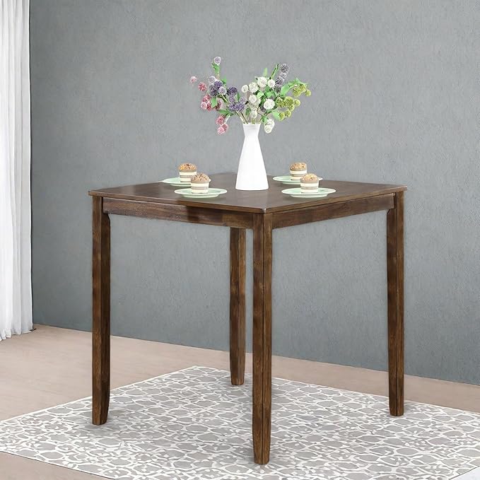 Dining Table for 4, Wooden Rectangular Kitchen Table with Natural Woodgrain Finish, 36" H MDF Modern Dining Table with Solid Wood Tapered Legs and Rounded Corners, Easy Assembly, Walnut