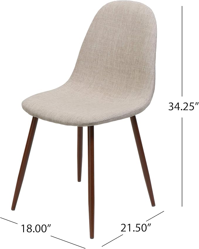GDFStudio Great Deal Furniture Mid Century Wheat Fabric Dining Chairs with Dark Walnut Wood Finished Legs (Set of 2)