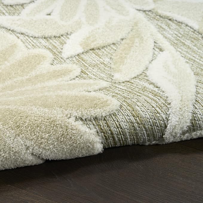 Nourison Home Aloha Ivory Sage 7'10" x 10'6" Area Rug - Easy Clean, Non Shedding, Bed Room, Living Room, Dining Room, Kitchen (8' x 11')