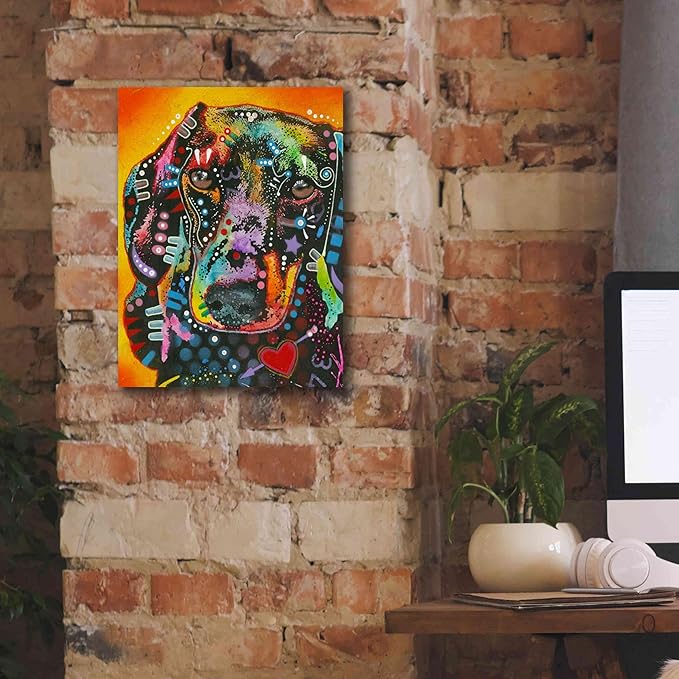 Epic Graffiti 'Brilliant Dachshund' by Dean Russo, Canvas Wall Art, 12"x16"