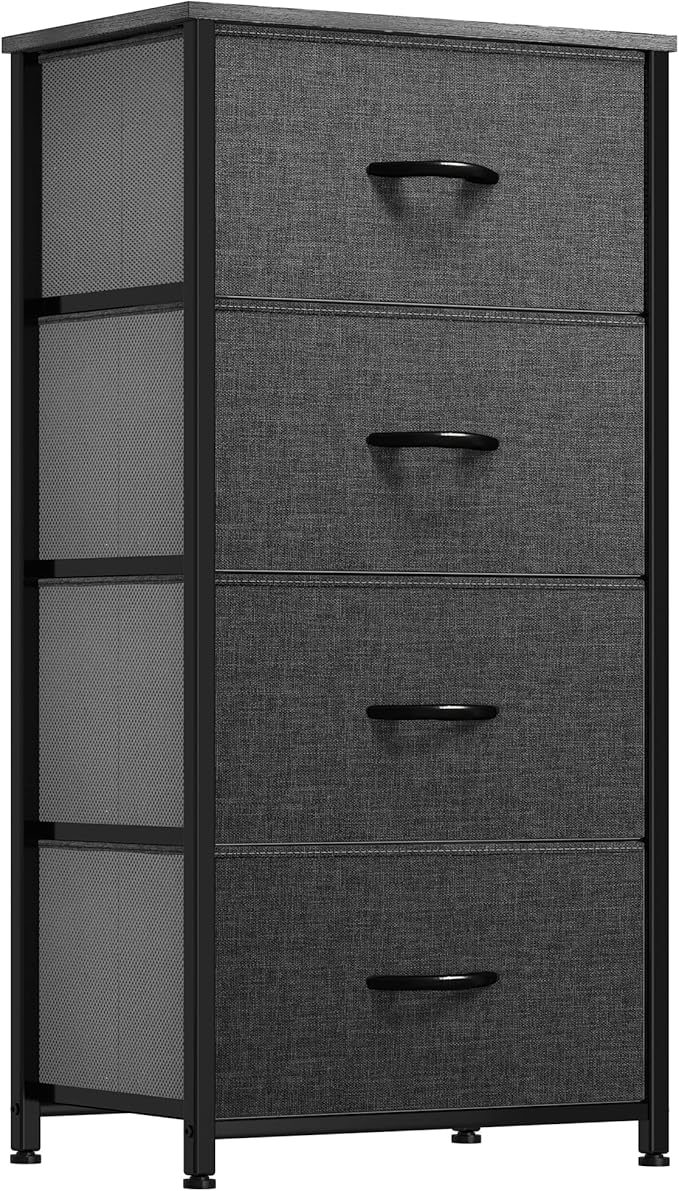 YITAHOME Dresser with 4 Drawers - Fabric Storage Tower, Organizer Unit for Bedroom, Hallway, Closets - Sturdy Steel Frame, Wooden Top & Easy Pull Fabric Bins