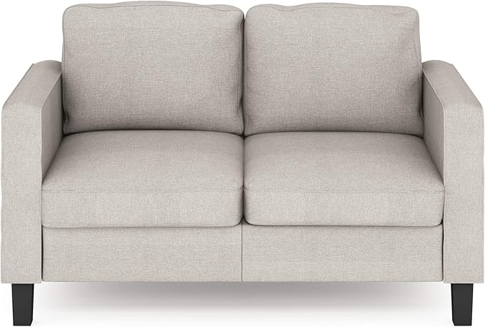 Furinno Bayonne Modern Upholstered Loveseat/Sofa Couch for Living Room, Fog