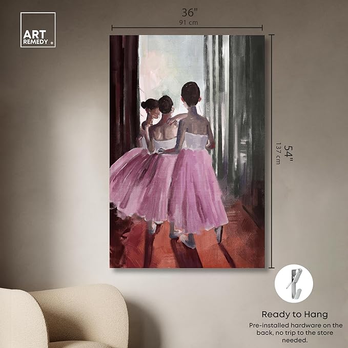 Art Remedy Little Girls Ballerinas Canvas Classic Vintage Wall Art, Gallery Wrapped, 36" x 54"