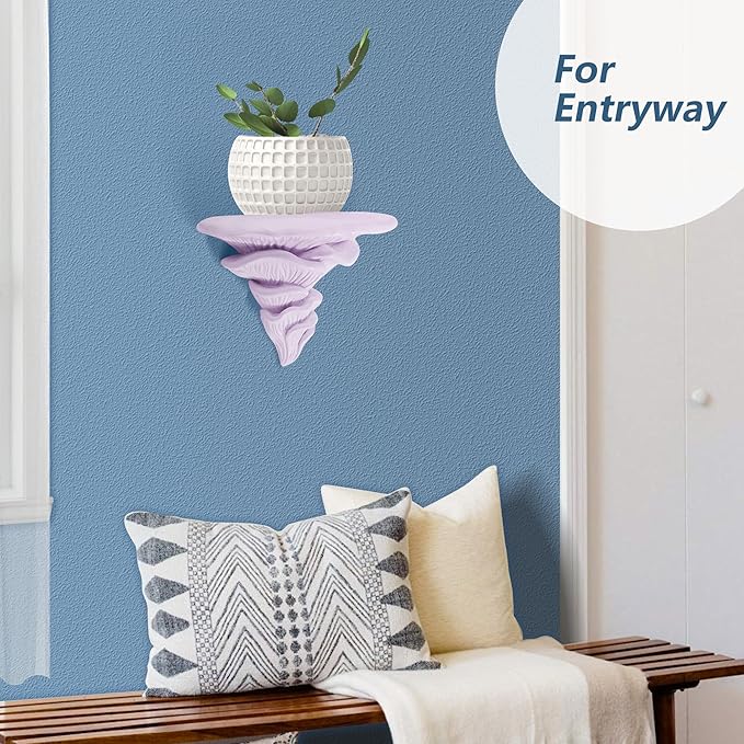UITWMKTG 1 Pack Large Mushroom Shelves Floating Shelf Cottage Core Wall Decor Cute Hanging Shelf for Home Living Room Bedroom Kitchen Unique Wall Decor Pink