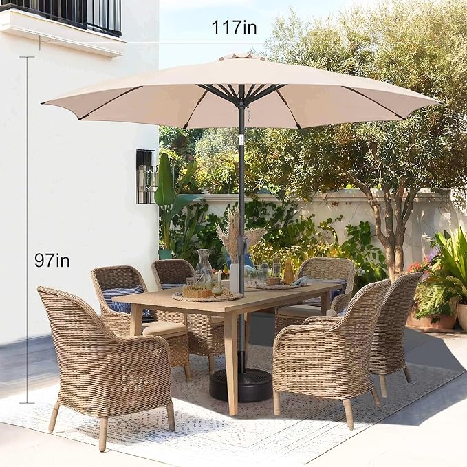 10ft Outdoor Patio Umbrella - Table Umbrella Waterprool UV Protection, Sombrillas de Patio with Push Button Tilt, Sun Umbrella for Pool, Porch, Garden, Deck, Backyard (Beige)