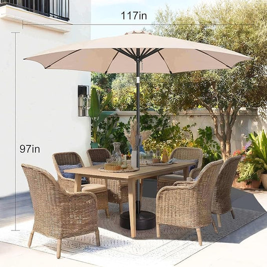10ft Outdoor Patio Umbrella - Table Umbrella Waterprool UV Protection, Sombrillas de Patio with Push Button Tilt, Sun Umbrella for Pool, Porch, Garden, Deck, Backyard (Beige)