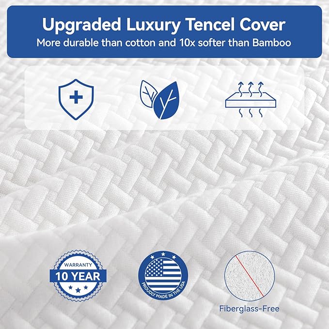 Short Queen RV Mattress Memory Foam 10 Inch, Updated Cooling Green Tea/Gel Mattresses for Camper/Truck/Trailer, Medium Firm-Mattress with Fiberglass-Free Cover, CertiPUR-US, Made in USA, 75'' x 60''