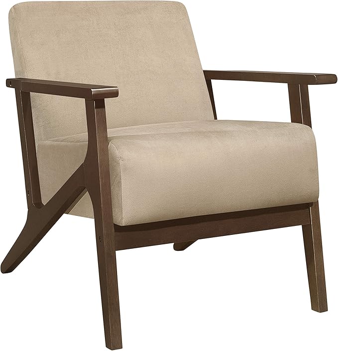 Lexicon New Castle Velvet Accent Chair, 27.5" W, Light Brown