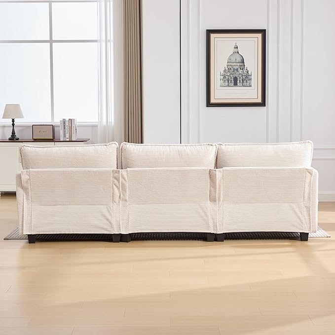 103" Oversized Modular Sectional Sofa Couch with Reversible Ottoman, Free Combination Convertible Corner Couch,Corduroy Upholstered Cloud Sectional Couch with Side Pockets | Multiple Cushions, DIY Combination, Removable Cover