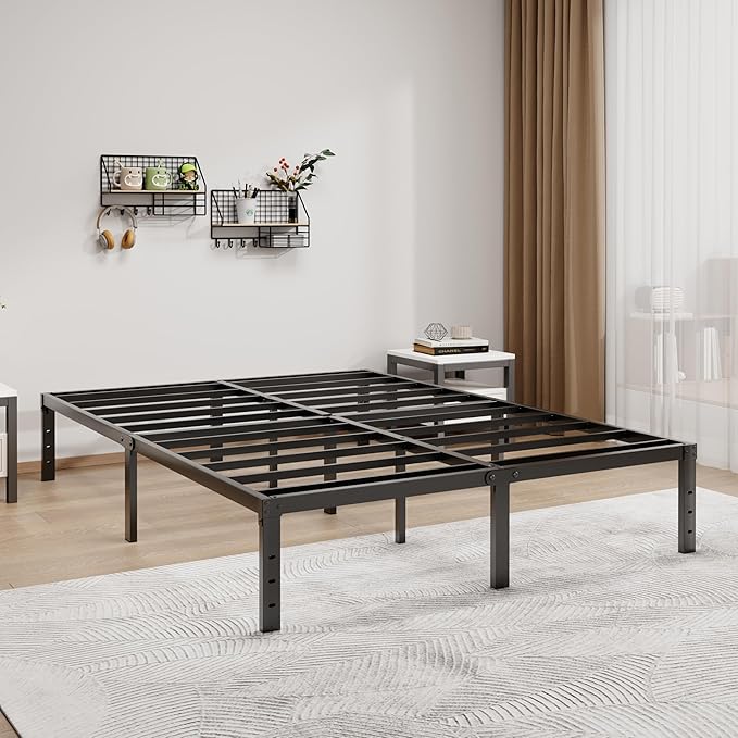 Metal Bed Frame California King Size - 14 Inch Heavy-Duty Cal King Platform Bed Frame No Box Spring Needed, Easy Assembly, Noise-Free, Sturdy Mattress Foundation, Underbed Storage Space
