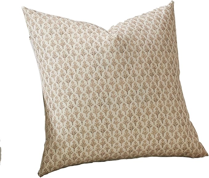 FIOUOVO Floral Pillow Covers 24x24 Pillow Cover Block Print Couch Pillows for Living Room Decorative Neutral Accent Throw Pillow Covers, 1PC, Cognac Brown