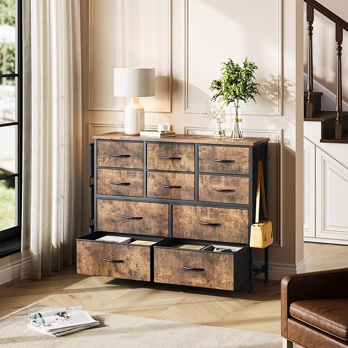 GarveeHome Dresser for Bedroom, Fabric Dressers & Chests of Drawers with Side Pockets, Chest of Drawers for Closet, Living Room, Closet, Hallway