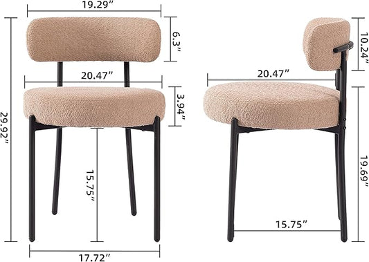 DYHOME Kitchen Chairs Mid-Century Modern Dining Chairs Set of 6, Kitchen Dining Room Chairs, Boucle Upholstered Wishbone Dining Chair, Camel Color