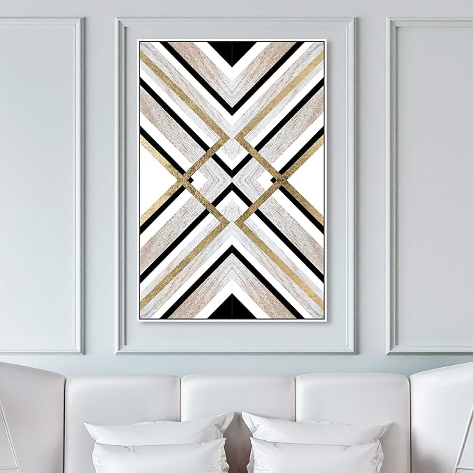 The Oliver Gal Artist Co. Abstract Framed Wall Art Canvas Prints 'Earthy Lux' Geometric Home Décor, 30" x 45", Brown, Gold