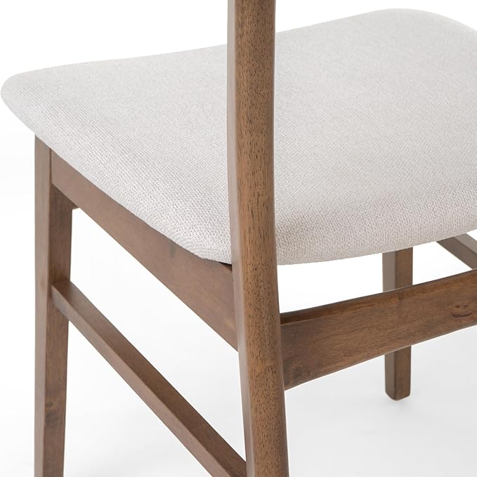 Christopher Knight Home Lucious Fabric / Walnut Finish Dining Chairs, 2-Pcs Set, Light Beige