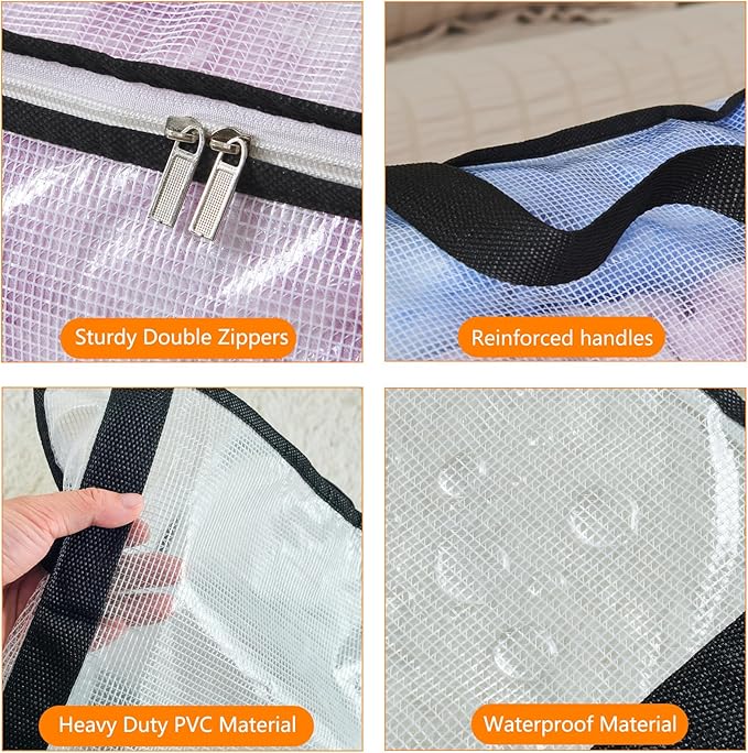 40L Clear Storage Bags for Blanket, Clothes, Comforter, Bedding, Sheet, Pillow - Closet Organizers and Storage Containers, Under Bed Storage Bag with Zipper (Black, 4 Pack)