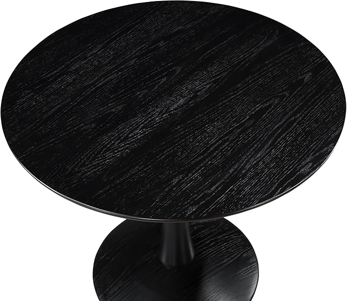 Meridian Furniture 914Black-T Holly Collection Mid-Century Modern Dining Table with Rich Black Finish, Solid Wood, Oak Veneer, 36" W x 36" D x 30" H, Black