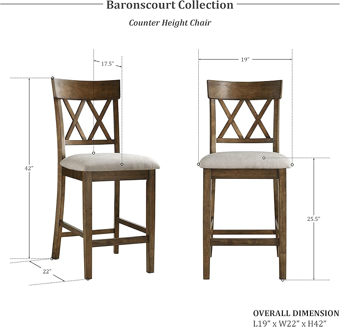 Lexicon Baronscourt 5-Piece Counter Height Dining Set (Cross Back), Light Oak