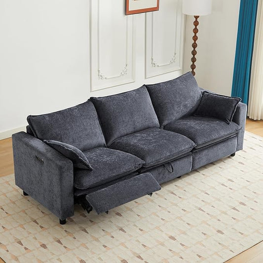 GUEAPY Power Reclining Sofa Cloud Couches for Living Room-Cloud Couch Sectional with Drawer,3 Seater Reclining Couches, Chenille Deep Reclining Sofa with Pillows, USB&Type-C Ports for Livingroom | Cloud Couch, Drawer, Deep Seat