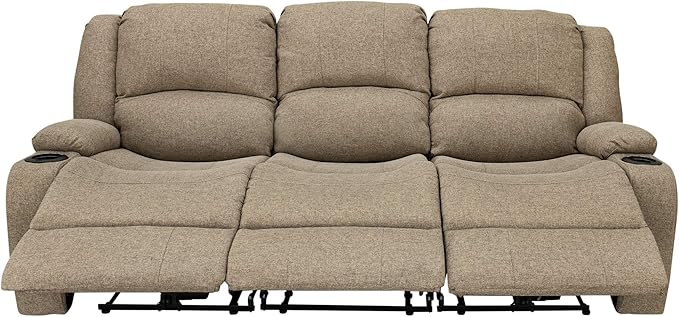 RecPro Charles Powered Double Recliner Sofa & Loveseat | Wall Hugger RV Furniture - Cloth Oatmeal 80''
