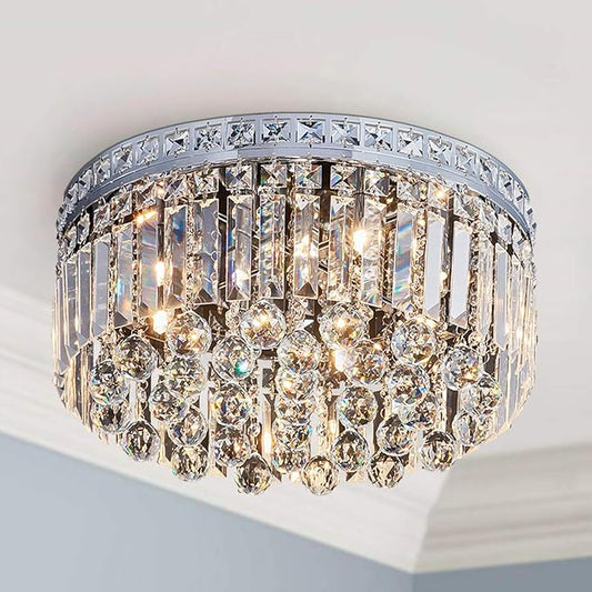 Saint Mossi 8-Lights Crystal Chandelier Light Fixture with K9 Crystals, Modern Flush Mount Ceiling Light Fixtures Modern Chandelier for Bedroom,Dining Room,Livingroom,H8 x D18