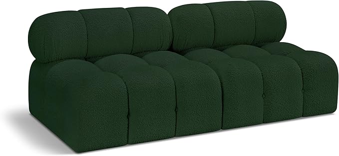 Meridian Furniture 611Green-S68B Ames Collection Modern | Contemporary Modular Sofa with Rich Green Boucle Fabric, Modular to Create Infinite Configurations, 68" W x 34" D x 28" H, Green