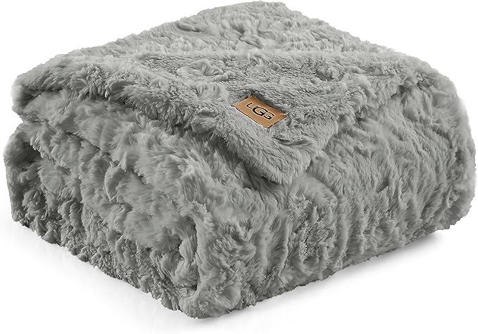 UGG 70x50-Inch Adalee Faux Fur Throw Blanket and Euphoria Faux Fur Reversible Throw for Sofa Couch Bed