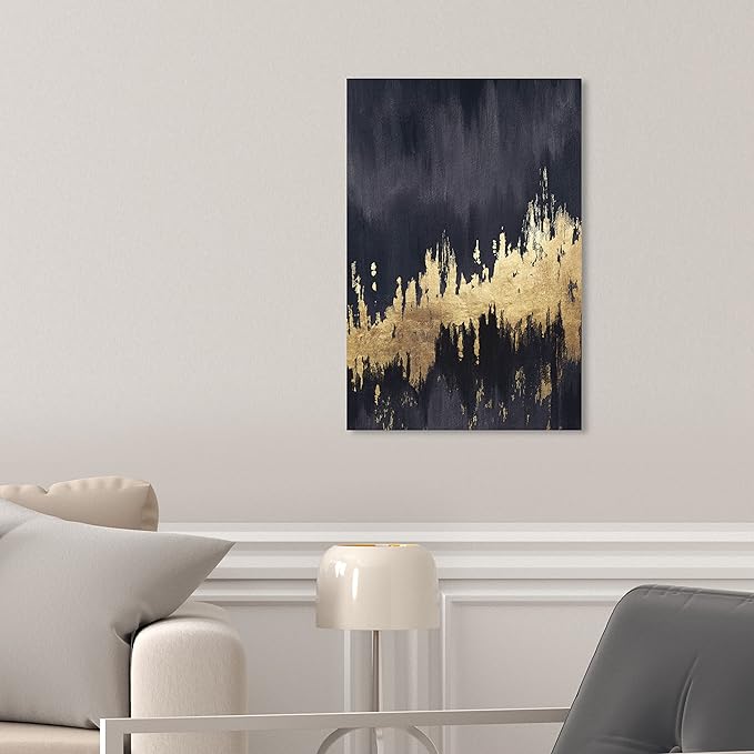The Oliver Gal Artist Co. Modern 15 in x 10 in, Late Night Sky, Canvas Wall Art, Living Room, Black