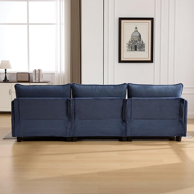 103" Oversized Modular Sectional Sofa Couch with Reversible Ottoman, Free Combination Convertible Corner Couch,Corduroy Upholstered Cloud Sectional Couch with Side Pockets | Multiple Cushions, DIY Combination, Removable Cover