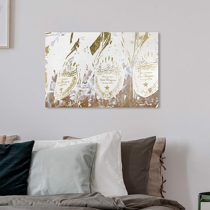 The Oliver Gal Artist Co. Drinks and Spirits Wall Art Canvas Prints 'Champagne Showers' Home Décor, 24 in x 16