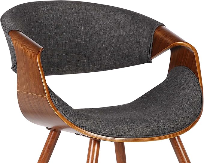 Armen Living Butterfly Mid-Century Dining Chair in Walnut Finish and Charcoal Fabric