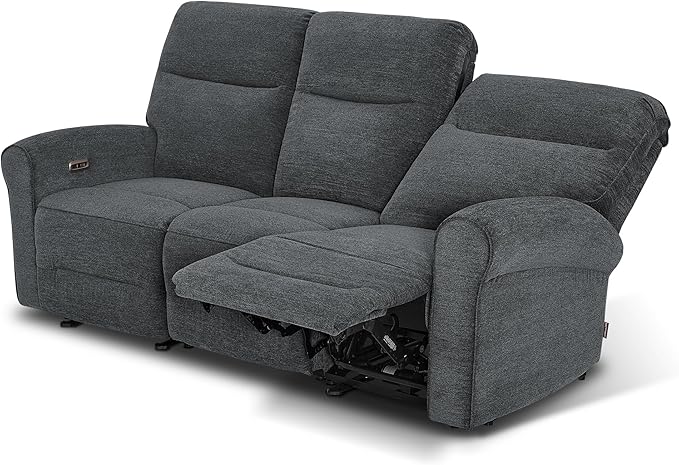 MCombo 87.8" Wall Hugger Power Reclining Sofa with Drop Down Table, 3-Seater Recliner Couch for Small Spaces Living Room RV, USB Ports, Fabric PR635M3 (Dark Grey)