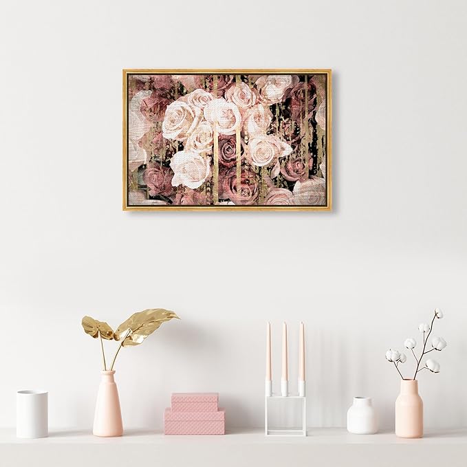 The Oliver Gal Artist Co. Floral and Botanical Framed Wall Art Canvas Prints 'Shabby Chic Romance' Florals