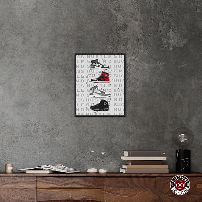 Hype Sneakers Framed Sneaker 1 Piece Canvas Wall Art, 17" x 21", Black Frame