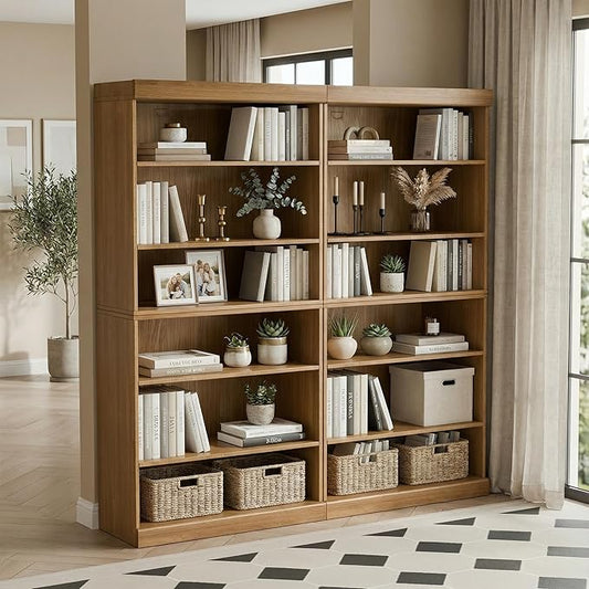 Casaphoria 6 Tier Wooden Bookshelf, 62" H Tall Book Shelf with Adjustable Shelves, Wide Bookshelf with 16" Deep Storage Space for Living Room,Bedroom & Home Office