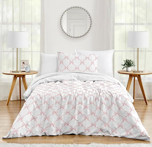 Sweet Jojo Designs 2-Piece Twin Comforter Set (Pink Bows) for Girls, Kids, Teen, College Bed Room incl. Single Size Bedding & Sham (Blush, Bow for The Ballerina, Ballet Dancer, Princess Collection)