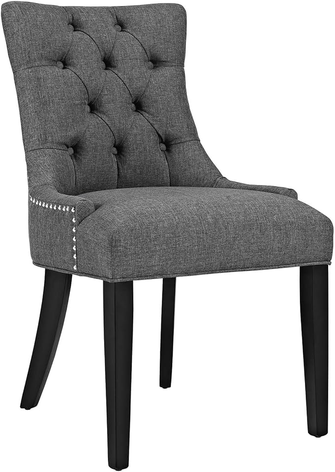 Modway Regent Button Tufted Upholstered Fabric Dining Chair in Gray
