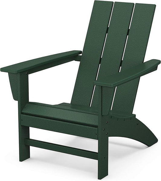 POLYWOOD Modern Adirondack Chair – All-Weather Outdoor Lawn Adirondack Chairs – HDPE, Fade-Resistant & Durable Outdoor Furniture – For Patio, Deck & Fire Pit Chairs – Green