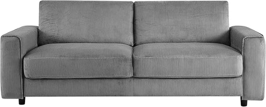 AC Pacific Derek 86" Modern Corduroy Couch for Living Room, Tufted Sofa with Plush Upholstery, High-Density Foam, Sleek Black Legs, Durable Wooden Frame, Sofa, Grey