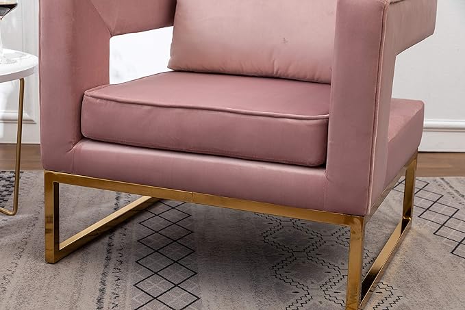 Roundhill Furniture Lenola Upholstered Accent Arm Chair, Pink 27.5D x 29.75W x 34.5H in