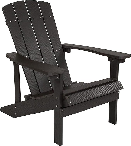 Flash Furniture Charlestown Commercial Grade Indoor/Outdoor Adirondack Chair, Weather Resistant Durable Poly Resin Deck and Patio Seating, Slate Gray