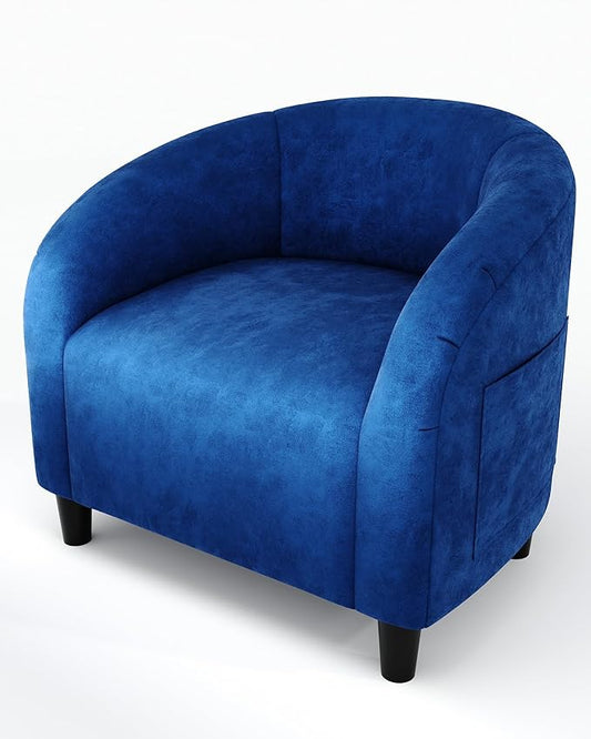 GarveeHome Accent Barrel Chair Armchair for Living Room Club Chair with Soft Padded Seat & Sturdy Legs for Bedroom Waiting Room Reception Chairs(Navy Blue)
