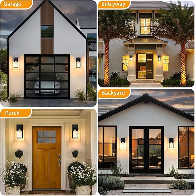 Dusk to Dawn Outdoor Lights for House, 4 Pack Outdoor Wall Light Black Exterior Lighting Fixtures Wall Mount, Aluminum Porch Wall Lanterns Waterproof Outside Light for House Front Door Light