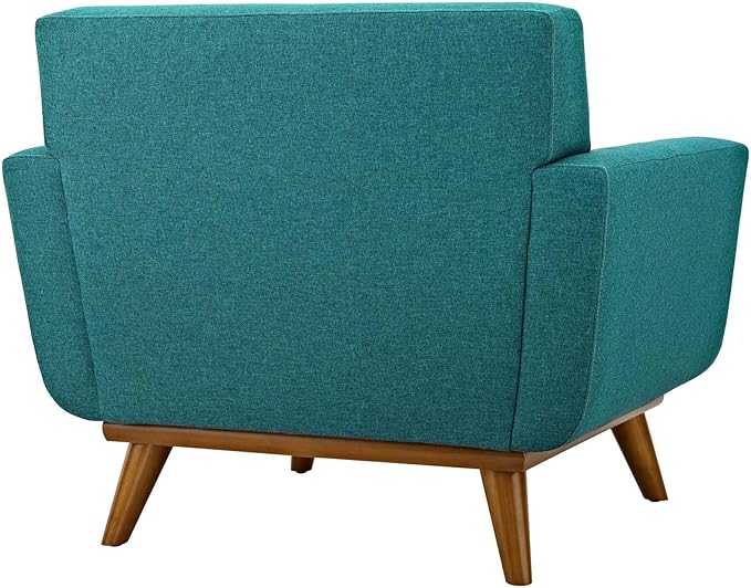 Modway Engage Mid-Century Modern Upholstered Fabric Accent Arm Lounge Chair in Teal, Armchair