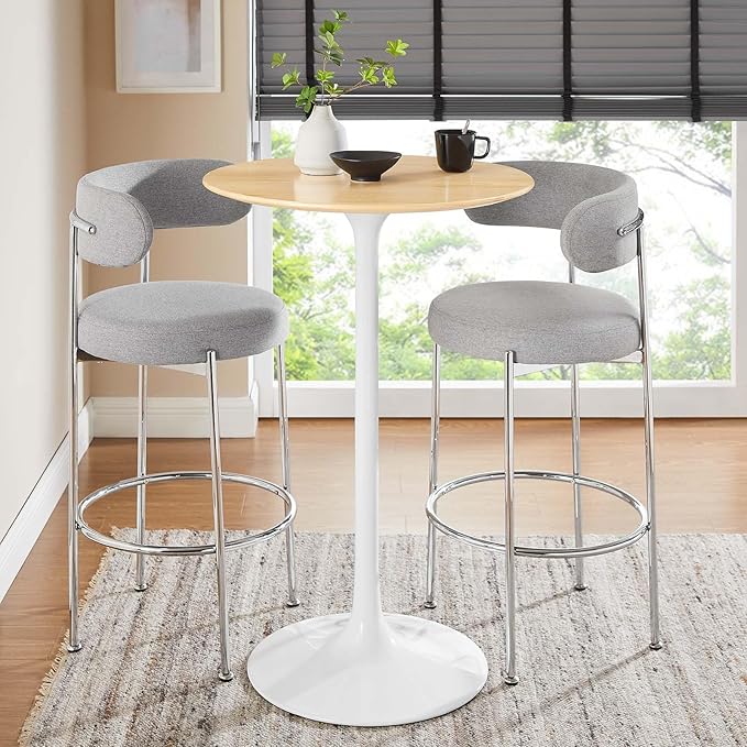 Modway Lippa Round 28" Wood Grain Mid-Century Modern Bar Table in [Color]