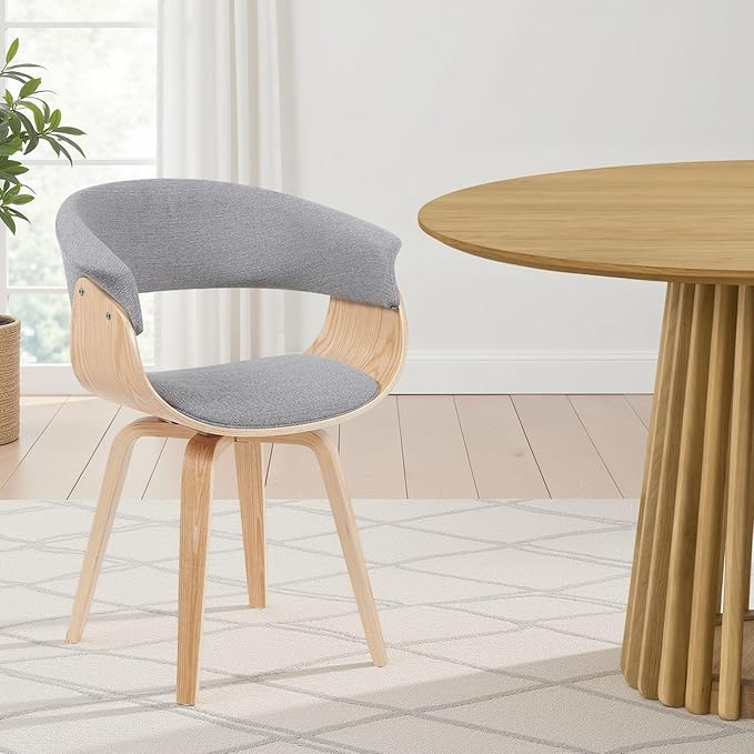 Armen Living Summer Modern Chair in Green Fabric and Walnut Wood - Set of 6